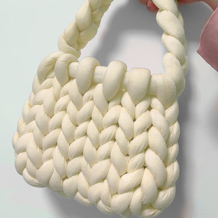 Core-Filled Cotton Icelandic Wool Hand-Woven Bag Cat Nest Pillow Hand Bag Autumn and Winter Extra Thick Handbag Material Bag