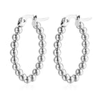 Steel color egg-shaped welded bead earrings ms-344e