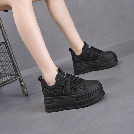 Chinese Style Thick-Soled Height-Increasing White Shoes for Women 2025 Autumn and Winter New Versatile Breathable Casual Shoes Chinese Knot Women's Shoes