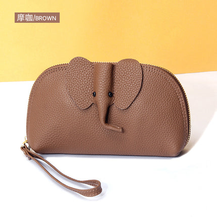 Creative Elephant Fashion Leather Wallet Women's Long Clutch Bag Niche Design ins Soft Leather Clutch Bag Wholesale