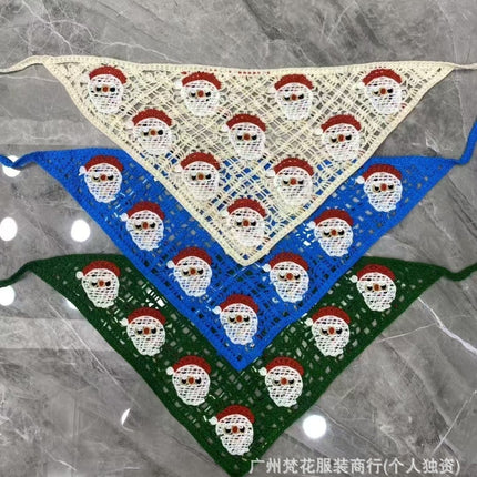Hot Girl Internet Celebrant Photo Flower French Style Triangle Scarf Headscarf Women's Cute Knitted Hair Band Silk Scarf High-grade Headwear Summer