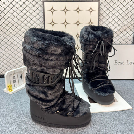 Celebrity Style Thick-Soled Colorful Moon Boots 2025 Winter New Long Ski Boots Warm Anti-Ski Boots for Women