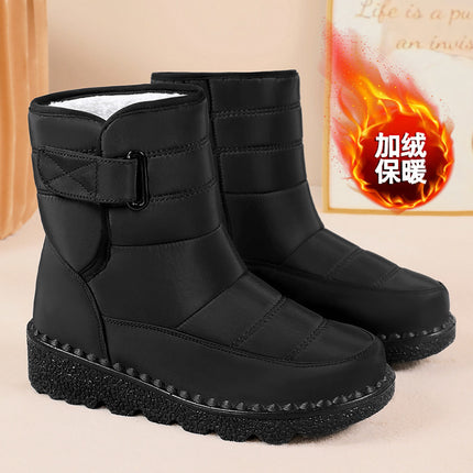 Women's Winter Cotton Boots, Large Size, Fleece-Lined, Thickened Long Boots, Lightweight Polyurethane Cotton Shoes, Warm Snow Boots