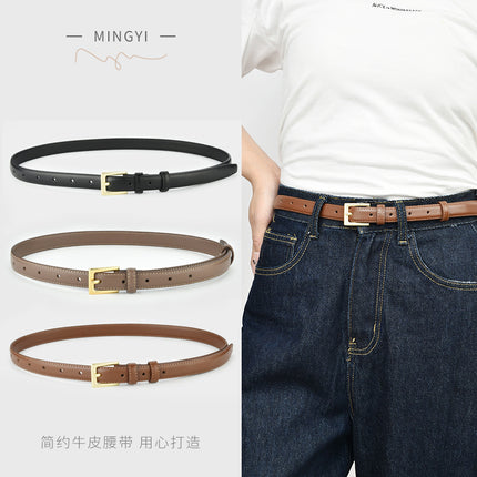 Belt Women's Genuine Leather Versatile Decorative Belt 2024 New High-End Jeans Belt Ins Hong Kong Style Decorative Belt