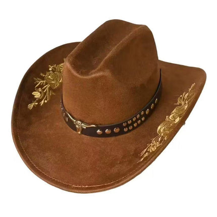 Solid Color Light Board Felt Western Cowboy Hat Outdoor Autum Hat Women's Simple French Hat Men's High-End