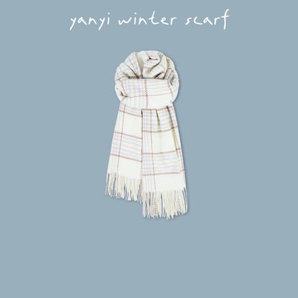 Imitation Cashmere Autumn and Winter Scarf Collection Plaid Scarf Women's Winter Thickeneded Warm Shawl Pure Color Student Scarf Cross-Border