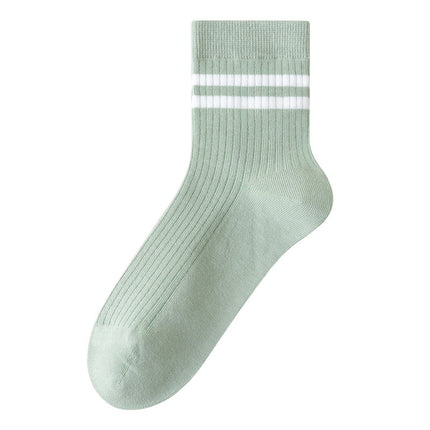 Women's autumn striped cotton mid-calf socks milky white women's boneless cotton socks deodorant sweat-absorbent cotton confinement socks