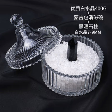 Natural Crystal Purification Degaussing Bowl White Crystal Degaussing Stone Gravel Container Yushou Salt Ware Gem Glass