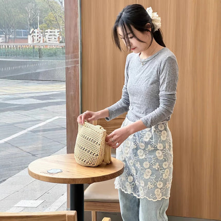 Lace Fart Curtain Skirt Advanced Sense Fart Curtain Stacked Spring Niche Design Korean Style Lace Apron Cover Skirt Sweet