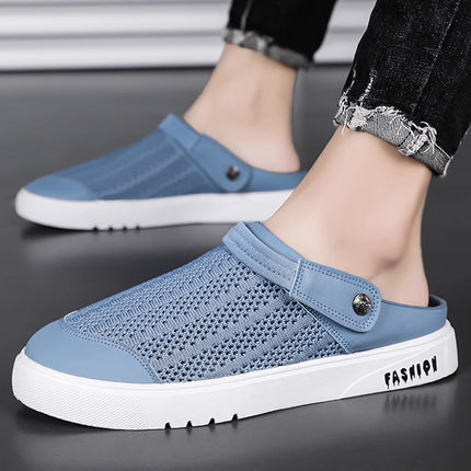 Half-Slippers for Men, Summer Outdoor Wear, Hollow Soft-Soled Clogs, Casual Sports Closed-Toe Dual-Purpose Sandals
