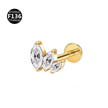 F-136 titanium alloy multicolor stitching zircon horse eye five zirconium earnail lip nail ear bone nail piercing jewelry wholesale