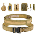 Khaki - belt + small round bag + waist bag + keychain + water bottle buckle + double magazine bag + holster seven-piece set