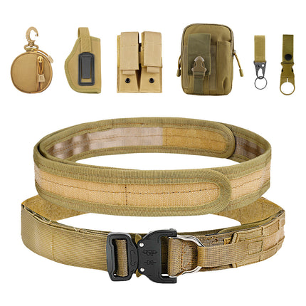 Cross-Border Nylon Double-Layer Thickened Tactical Belt Military Fans Outdoor Multi-Functional Quick-Release Buckle Security Combat Belt Set