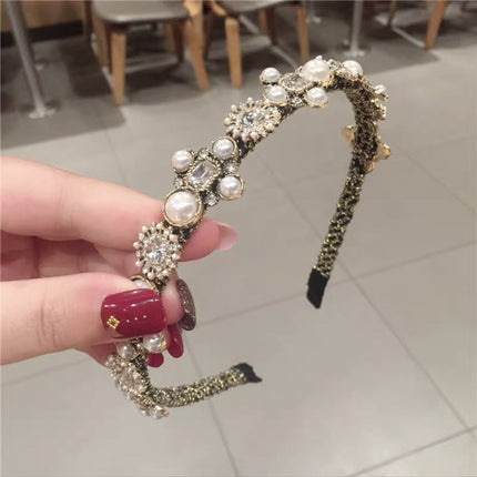 Internet Red Square Explosions Contrast Braid Head Band Wide Edge Non-Slip High-Level Hair Band 2023 New Style Hair Card for Women