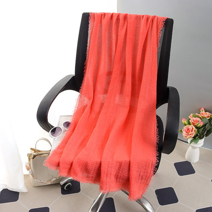 New Spring and Summer Fashion Cotton and Linen Solid Color Headscarf Beach Towel Sun Protection Large Size Silk Scarf Shawl for Women