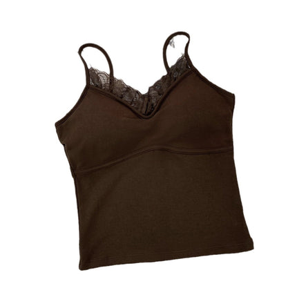22178# hanger dongdaemun thread cotton fleece-lined lace stitching with chest pad slim fashion bottoming camisole