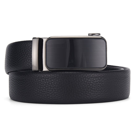 Cross-border Hot Selling Belt Men's Belt Automatic Buckle Litchi Pattern Head Layer Cowhide Men's Trendy Casual Belt
