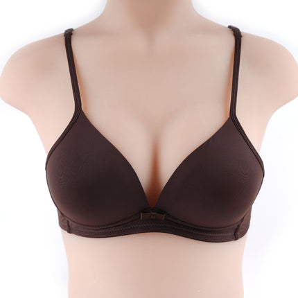 Triangle Cup Underwear Small Chest Gathering Glow Surface Soft Non-Steel Ring Bra Breathable Thin Upper Bra for Students Girls