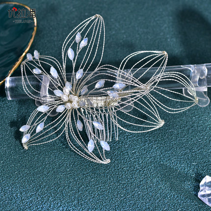 Yulapan HP257 Foreign Trade Hair Creative Bride Hair Accessories Handmade Hollow Flower Comb Headwear Korean Hair Comb