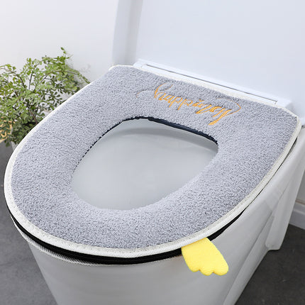 Household toilet cover portable zipper toilet seat cushion winter plush toilet seat cover waterproof thickened toilet mat