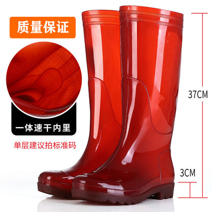 Men's Water Shoes, Quick-Drying, Unlined Rain Boots, Mid-Calf Transparent Rain Boots, Slip-Resistant, Waterproof Boots, Brown Rubber Shoes