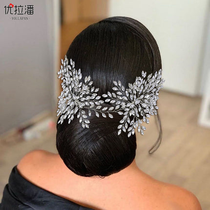 Youlapan European and American Style Bridal Hair Accessories Rhinestone Hair Comb Side Decoration Double-Ended Comb Hair Accessory Hp392