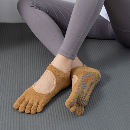 Toesox quality new gradient yoga socks tie-dyed backless five-finger socks sports pilates dispensing non-slip socks