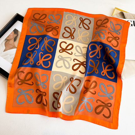 Simulated Silk Printed Silk Scarf for Women, Korean Cashew Leopard Print Headscarf, Four-Season Scarf, Professional Scarf Wholesale