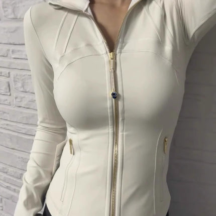Lu's Spring Yoga Wear Defina Stand Collar Jacket Top Women's Sports Slimming Look Brushed Jacket