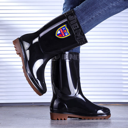 Shanghai Sijie High-Top Rain Boots, Long Rubber Boots for Outdoor Activities, Non-Slip Large Sole Rain Boots, Mid-High Top Farming Labor Protection Water Boots