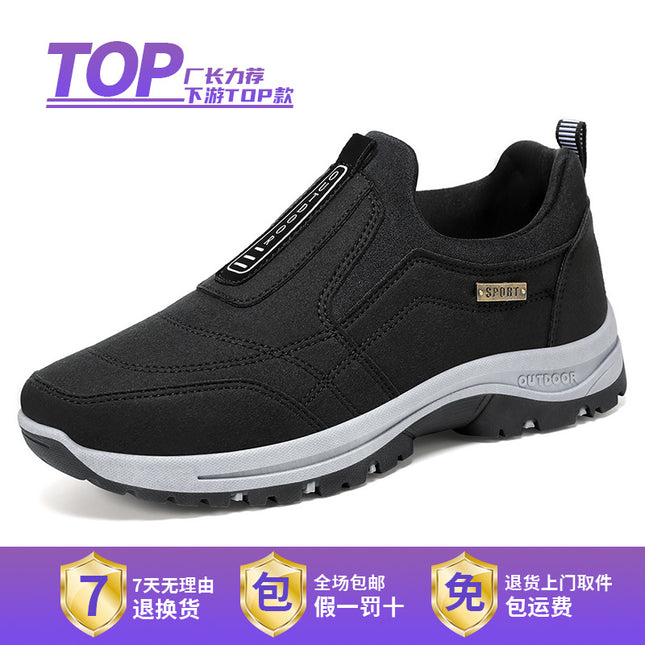 Shoes Men's Walking Shoes New Solid Color Large Size Men's Shoes Lazy One-Step Dad Shoes Soft Sole Plaid Casual Shoes for Men
