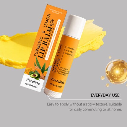 Turmeric Lemon Lip Balm Hydrating Fade Lip Lines Smooth Gloss Lighten Melanin Remove Dark Lip Dead Skin Soft Nourishing Lip Care