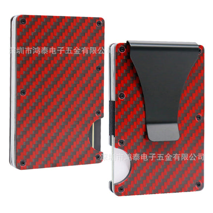 Cross-border Forged Carbon Pattern Card Holder RFID Metal Card Holder Red Forged Carbon Blue Forged Carbon Men's Minimalist Ultra-thin Wallet