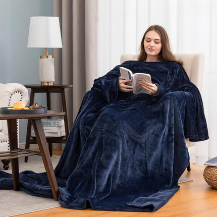 Classic Sherpa Hooded Blanket, Warm and Comfortable, Can Be Worn as a Cape or Shawl, Soft and Suitable for Home Use, Tv-Watching, Lazy Cloud Mink Fleece