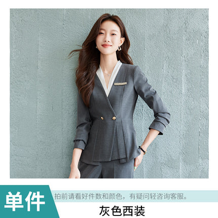 Black Suit suit Women's Business Wear Foruman Autumn and Winter Temperament Goddess Fan OL Tooling Jewelry Store Front Desk Work Clothes
