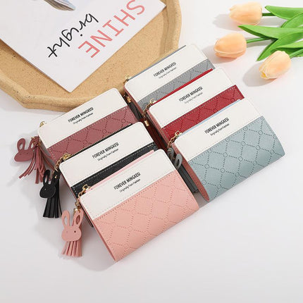 Cross-Border New Small Wallet Women's Short Zipper Wallet Student Korean Version Coin Purse Card Holder Multi-Function Bag