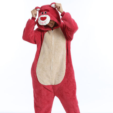 Coffee Cat Strawberry Bear Cartoon Cute Jumpsuit for Outer Wear Home Suit for Couples Parent-Child
