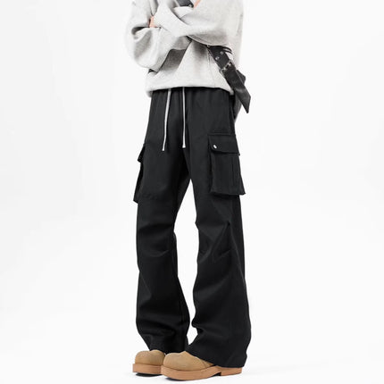 American Retro Maillard Brown Paratrooper Crane Pants for Men and Women Spring Loose Straight Wide Leg Pants Casual Floor Pants