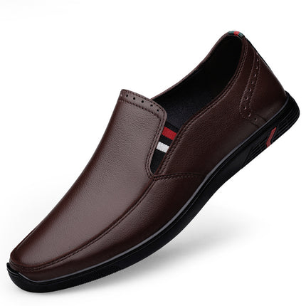 2024 Summer Men's British Casual Leather Shoes Trendy Wear Lightweight Derby Layer Cowhide Leather Dad Shoes Office Leather Shoes