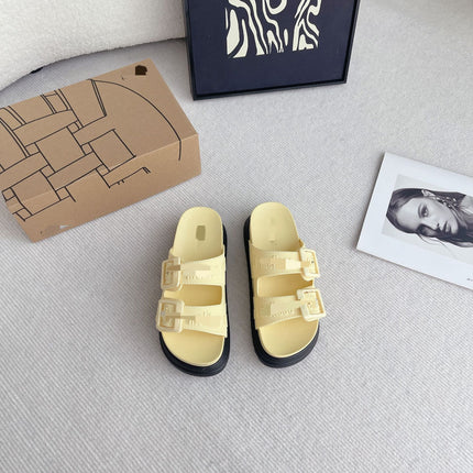 2026 New Summer Mei*Sha Style Platform Thick-Soled Double-Strap Jelly Shoes Casual Beach Sandals