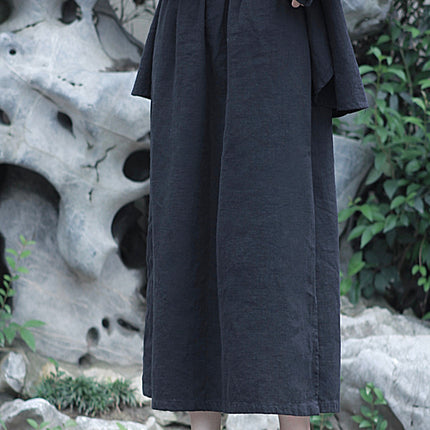 Cotton Linen Dark Cold Style Design Sense Sand Wash Linen Suit Skirt suit 2 Colors