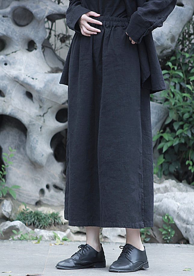 Cotton Linen Dark Cold Style Design Sense Sand Wash Linen Suit Skirt suit 2 Colors