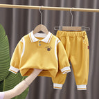 Yellow KKM bear fake two-piece sweater suit / 73cm