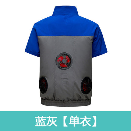 Cross-border Heat Prevention Fan Clothing Short-sleeved Air Conditioning Clothing Intelligent Cooling Refrigeration Clothing Men's and Women's Labor Protection Welding Short-sleeved Jacket