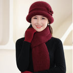 Burgundy (hat + scarf) / One size fits all elastic