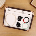Golden rounded inner rice white strip ring + flat plate