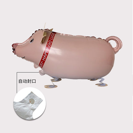 Walking animal balloon online celebrity cartoon walking pig balloon night market stall push aluminum film balloon wholesale