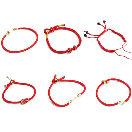 Handmade DIY Semi-finished Adjustable New Year Braided Rope Benmingnian Red Rope Jewelry Accessories Material Beaded Hand Rope