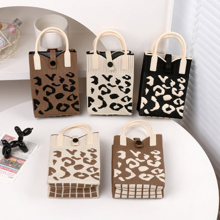 Knitted Bag New Casual Women's Fashionable Korean Style Fashionable Portable Niche Single Shoulder Crossbody Mobile Phone Bag Adjustable Shoulder Strap