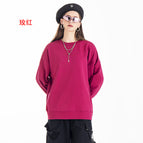 Red-pure cotton terry crew neck sweatshirt / S